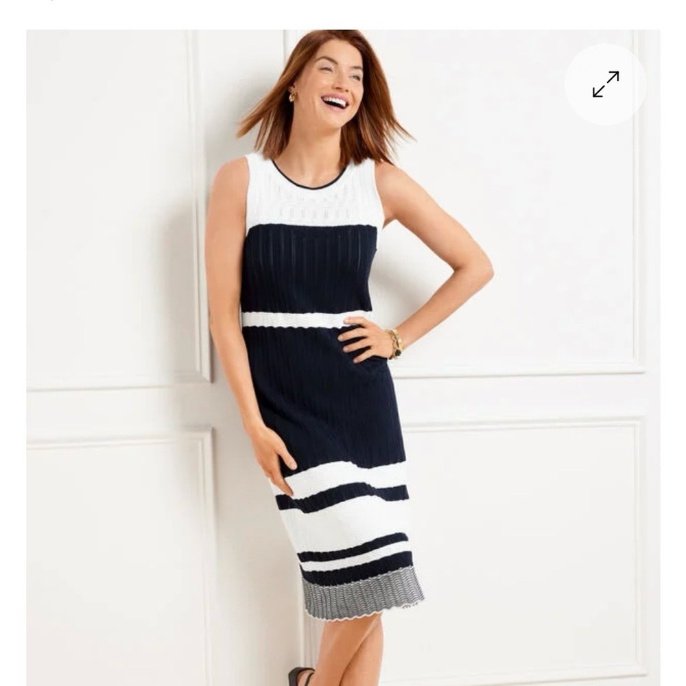Talbots Black and White Sleeveless Sweater Dress